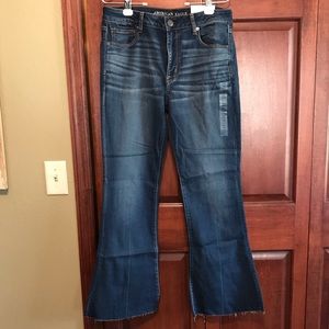 NWT AE Raw Hem 14 SHORT Hi-Rise Slim Flare